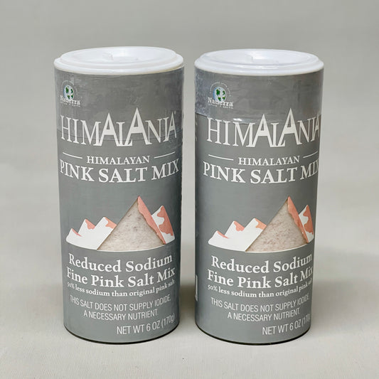 NATIERRA Nature & Earth Himalania Reduced Sodium Fine Pink Salt Mix 6 oz Shaker / 2 cartons (New)