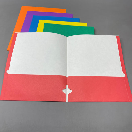 ZA@ BIGBOX Two-Pocket Folders Case of 144 (6 Colors) Blue, Red, Yellow, etc. BBFLDR-A (New)