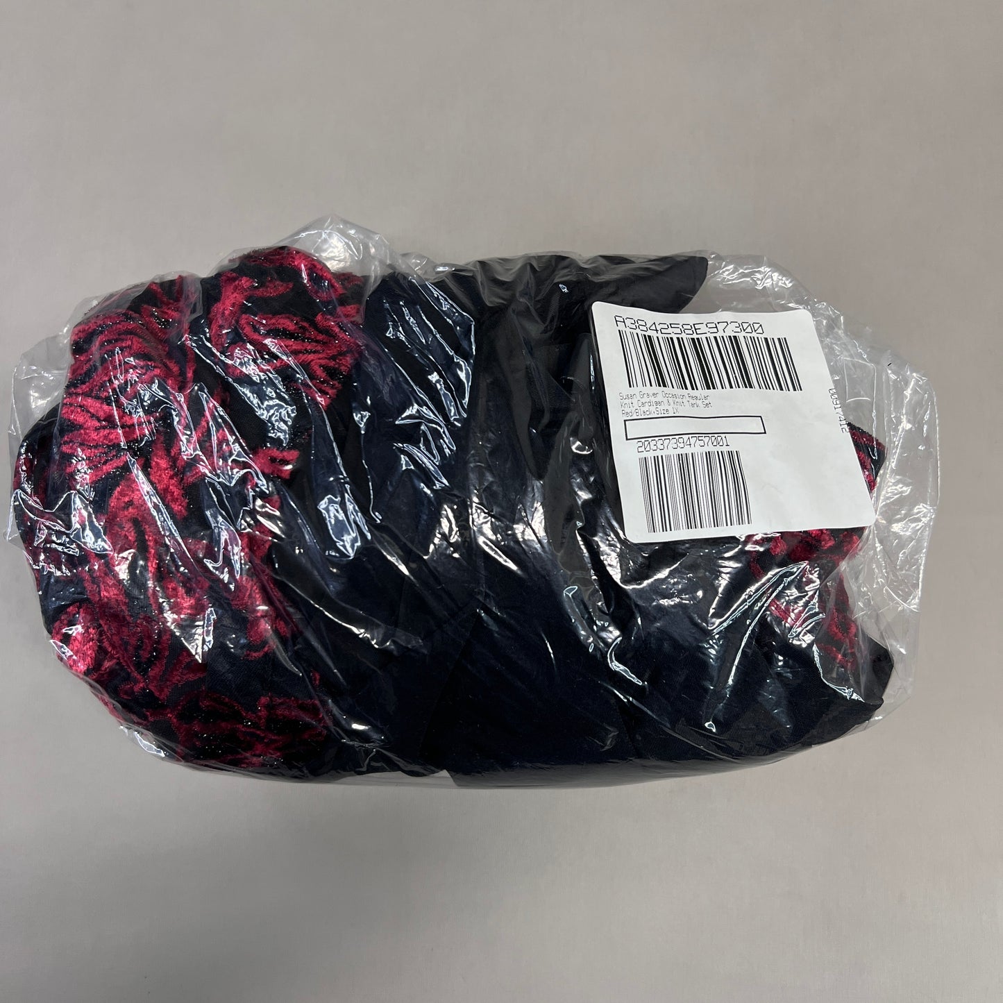 SUSAN GRAVER Knit Cardigan & Tank Set Women's Sz 1X Red / Black A384258E97300 (New)
