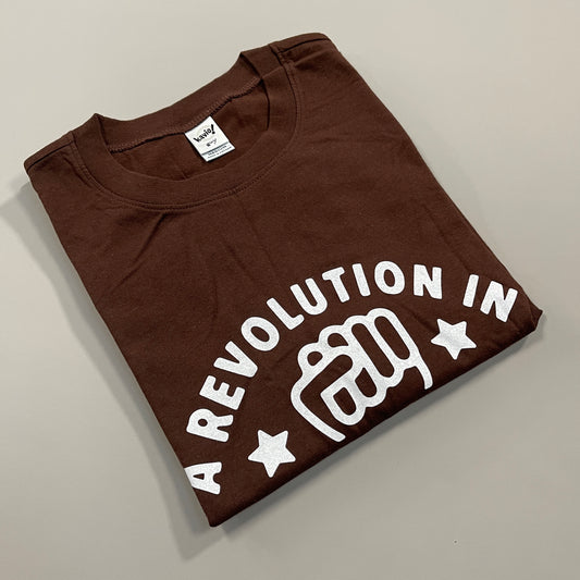 KAVIO GUY "A Revolution in Kindness" T-shirt Women's Sz M Brown (New)
