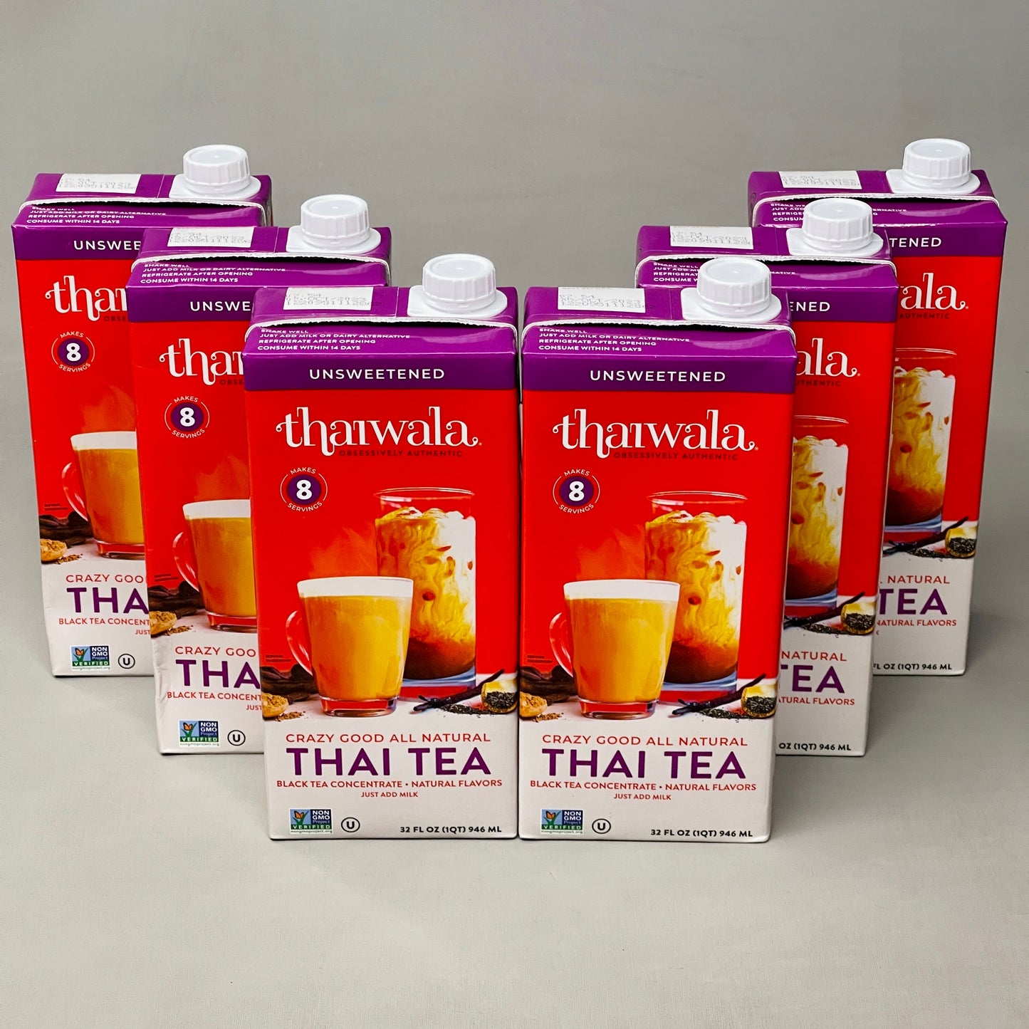 ZA@ THAIWALA 6 Pack Of All Natural Thai Tea Black Tea Concentrate 32 FL OZ 10/23 K