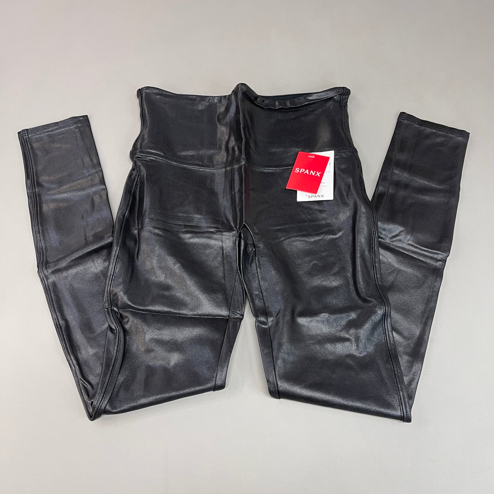 SPANX Women's Faux Leather Leggings 2437, Black, Medium at