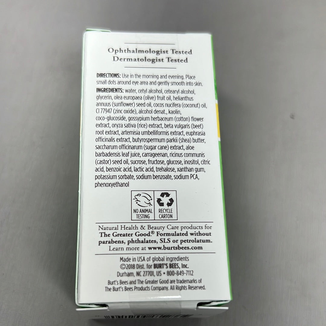 BURT'S BEES Calming Eye Cream Sensitive Solutions 2-Pack .5 oz each (new)