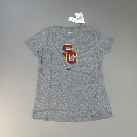 NIKE USC Interlock Trojans Logo Dri-Fit  T-Shirt Women's Sz XS Grey DJ3113-063 (New)