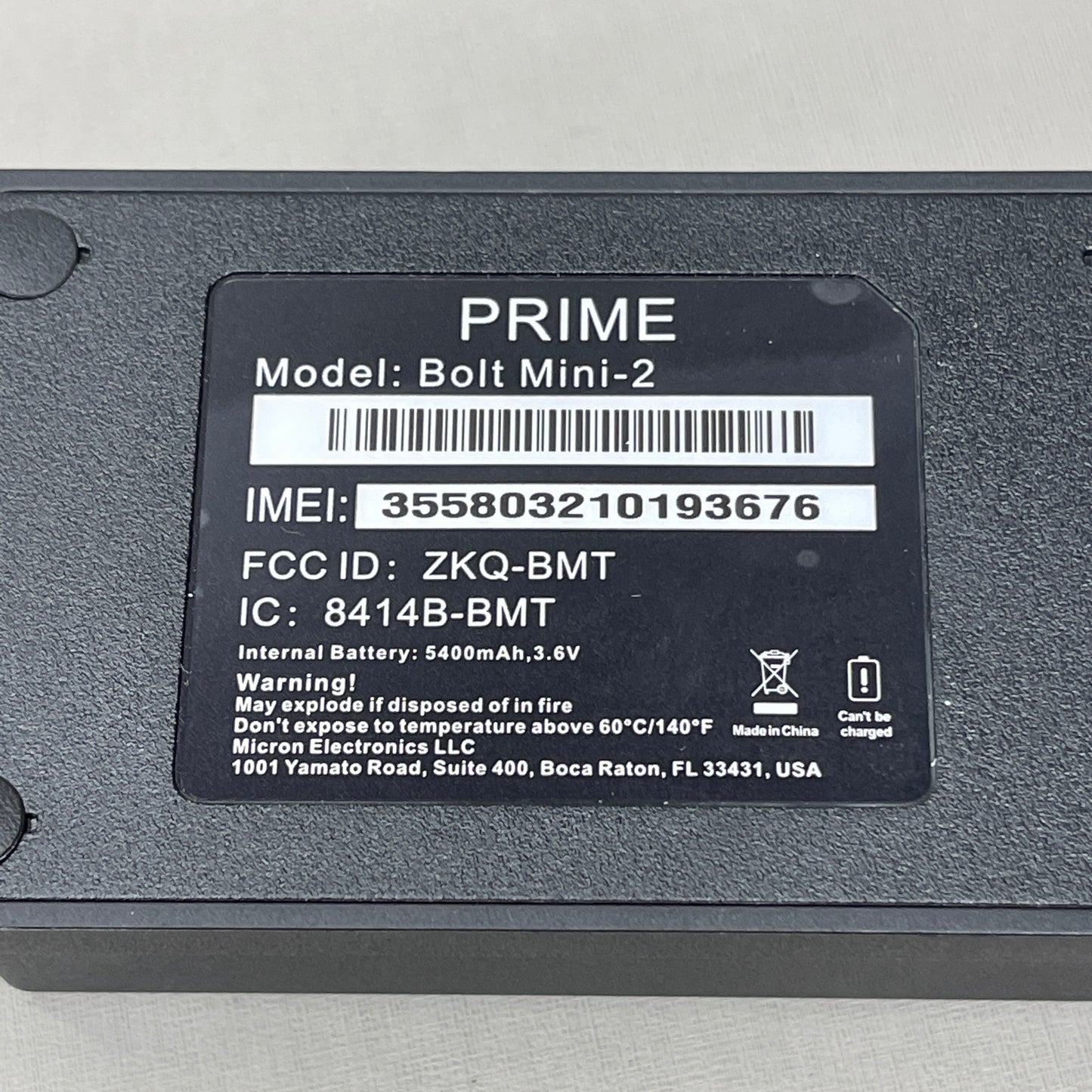 MICRON Prime Bolt MINI-2 Vehicle Fleet GPS Asset Tracker Black S2-H1565 (New)