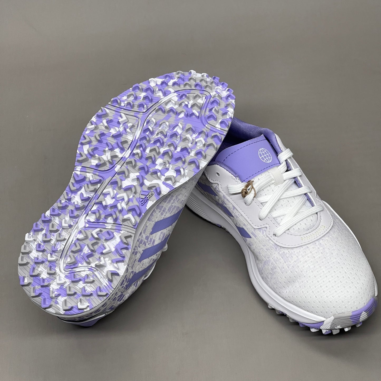 ADIDAS Golf Shoes JR S2G SL Waterproof Youth Sz 4.5 White / Lime / Purple GV9787 (New)