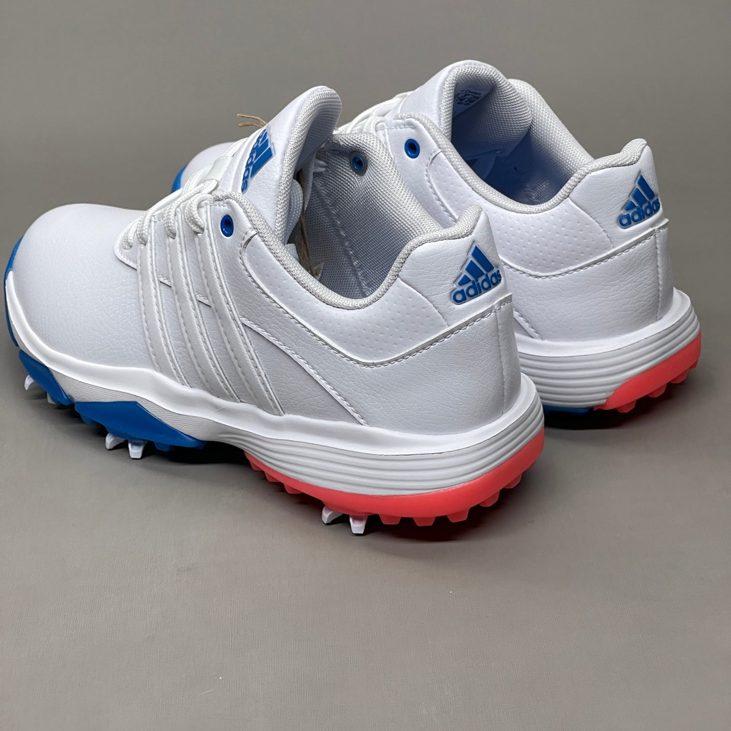 ADIDAS Golf Shoes JR360 22 Water Resistant Youth Sz 5 White / Metallic / Blue GV9665 (New)