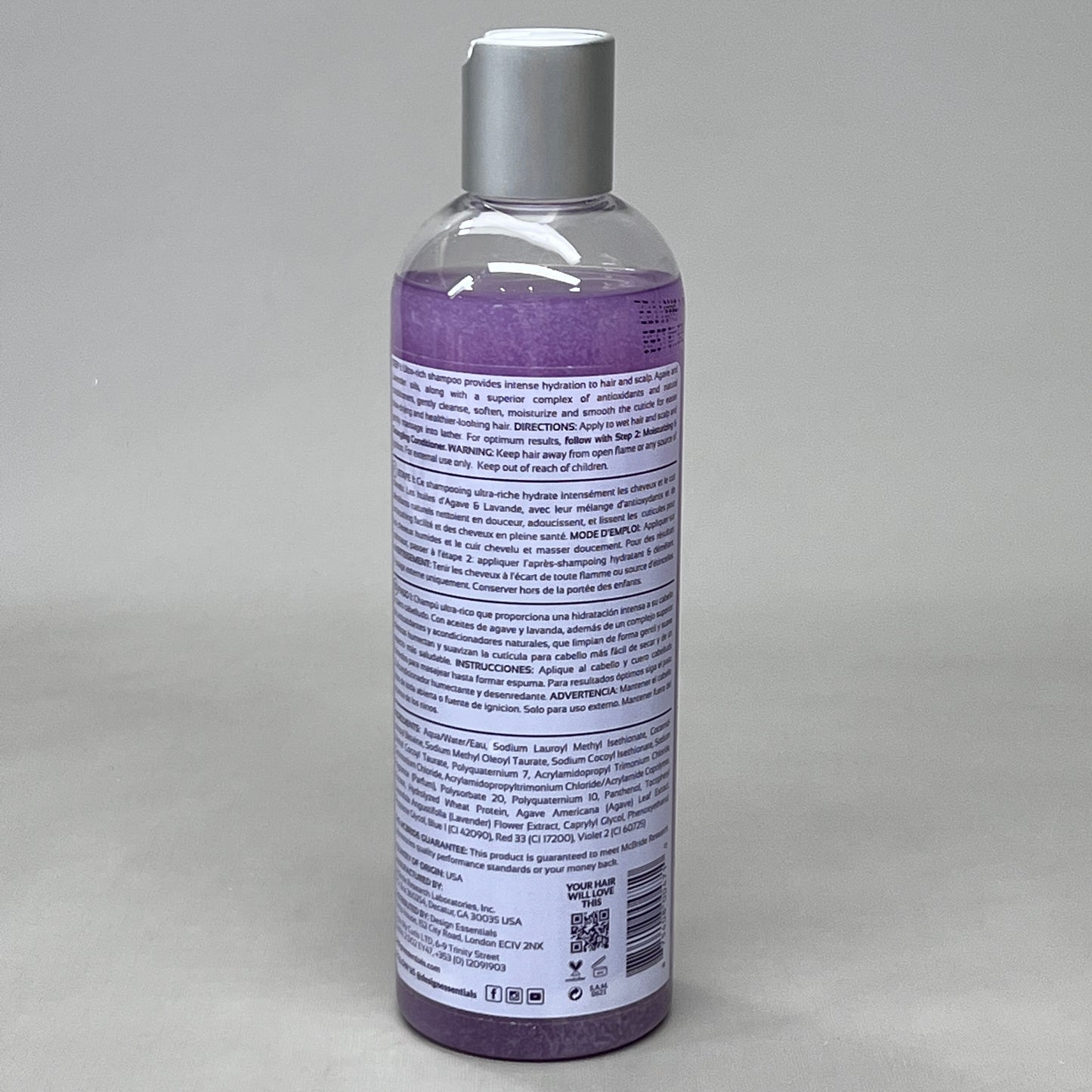 DESIGN ESSENTIALS Natural Hair Agave & Lavender Moisturizing Hair Bath 12 oz 05/25 (New)