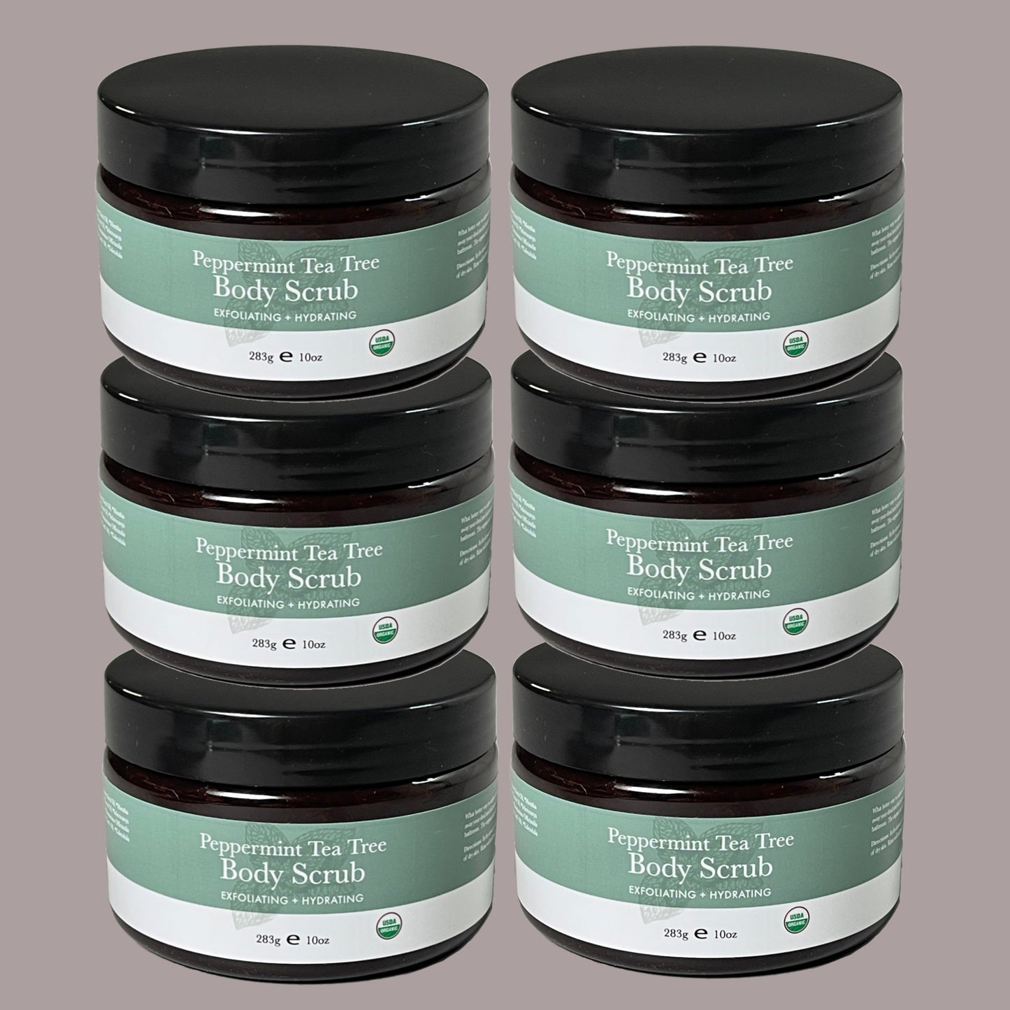 BEAUTY BY EARTH 6-PACK! Peppermint Tea Tree Body Scrub (Exfoliate, Smoothing) 10 oz BB 10/23