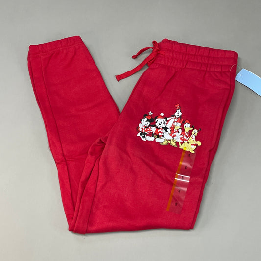 DISNEY Mickey Mouse Holiday Jogger Pants Women's Sweats Sz S Red (New)