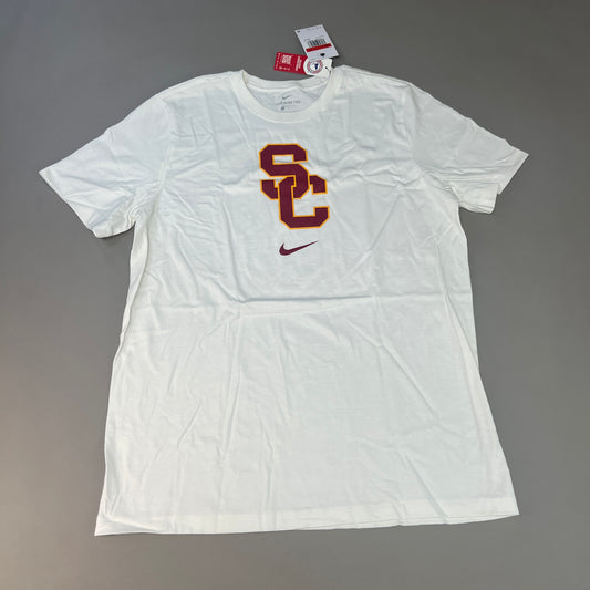 NIKE USC Trojans Essential Logo T-Shirt Men's Sz L White DD7280-100 (New)