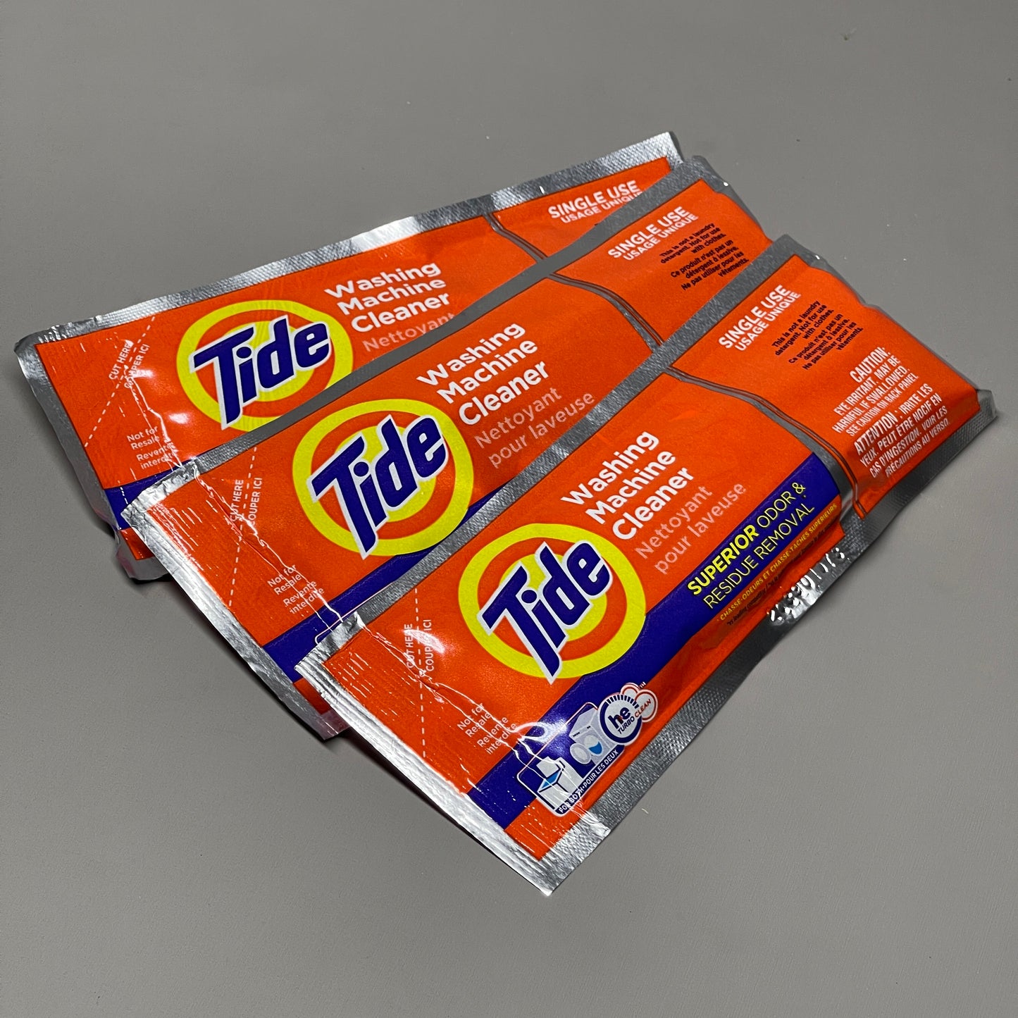 TIDE Washing Machine Cleaner Tablets 3-Pouches (2.6 oz each) Odor & Residue Removal