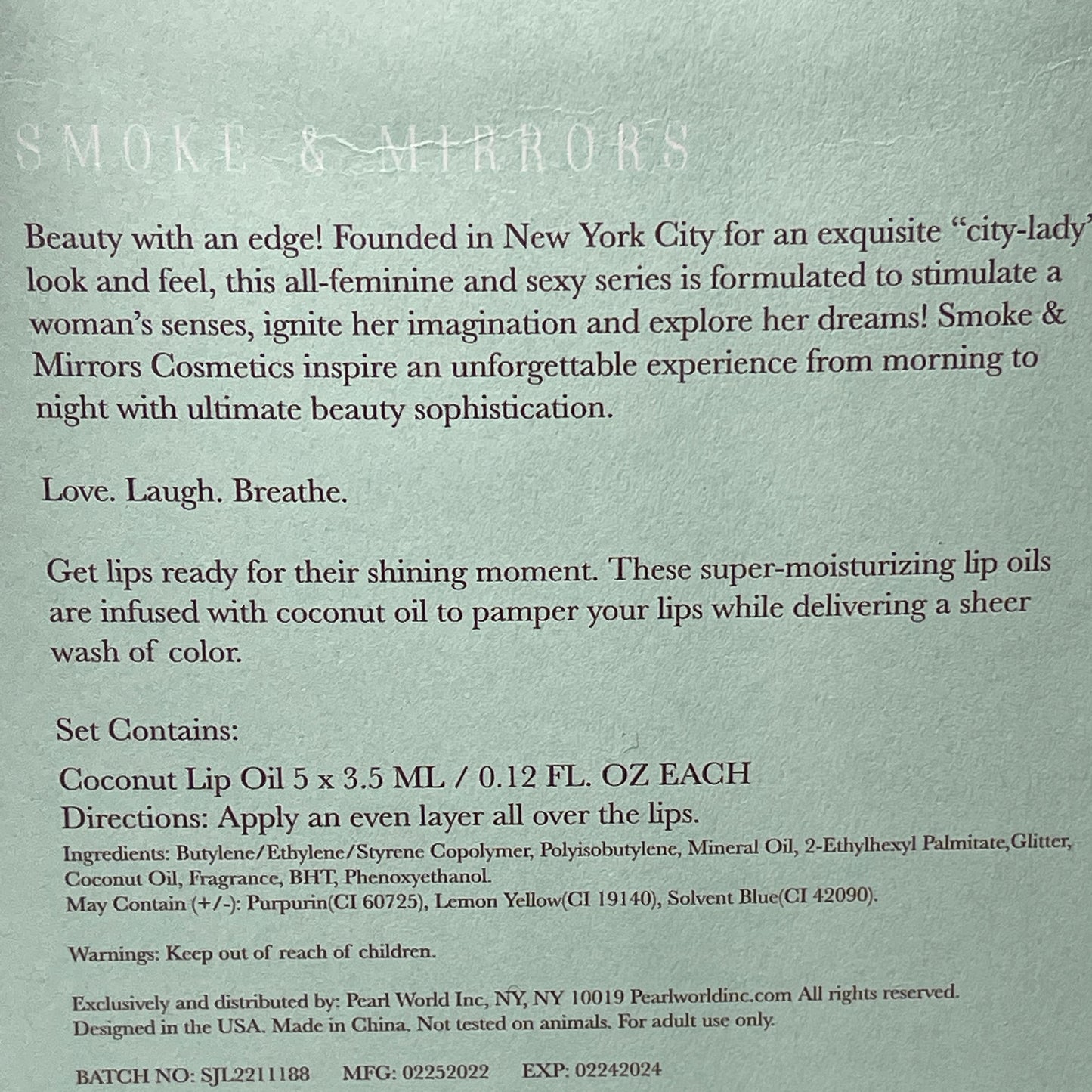 z@ SMOKE & MIRRORS 3 Pack Of Coconut Kiss 5 PC Ultra-Nourishing Lip Oil 02/24 (New) J