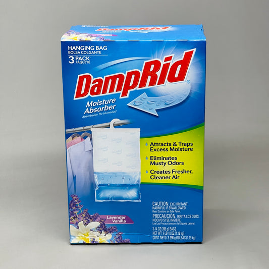 DAMPRID Lavender Vanilla Hanging Moisture Absorbers 3-PACK 14 oz FG83LV (New)