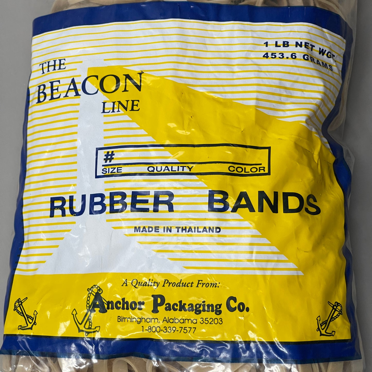 ANCHOR PACKAGING CO The Beacon Line Rubber Bands 3 lbs Total (3 x 1 lb Bags) Size 64 (New)