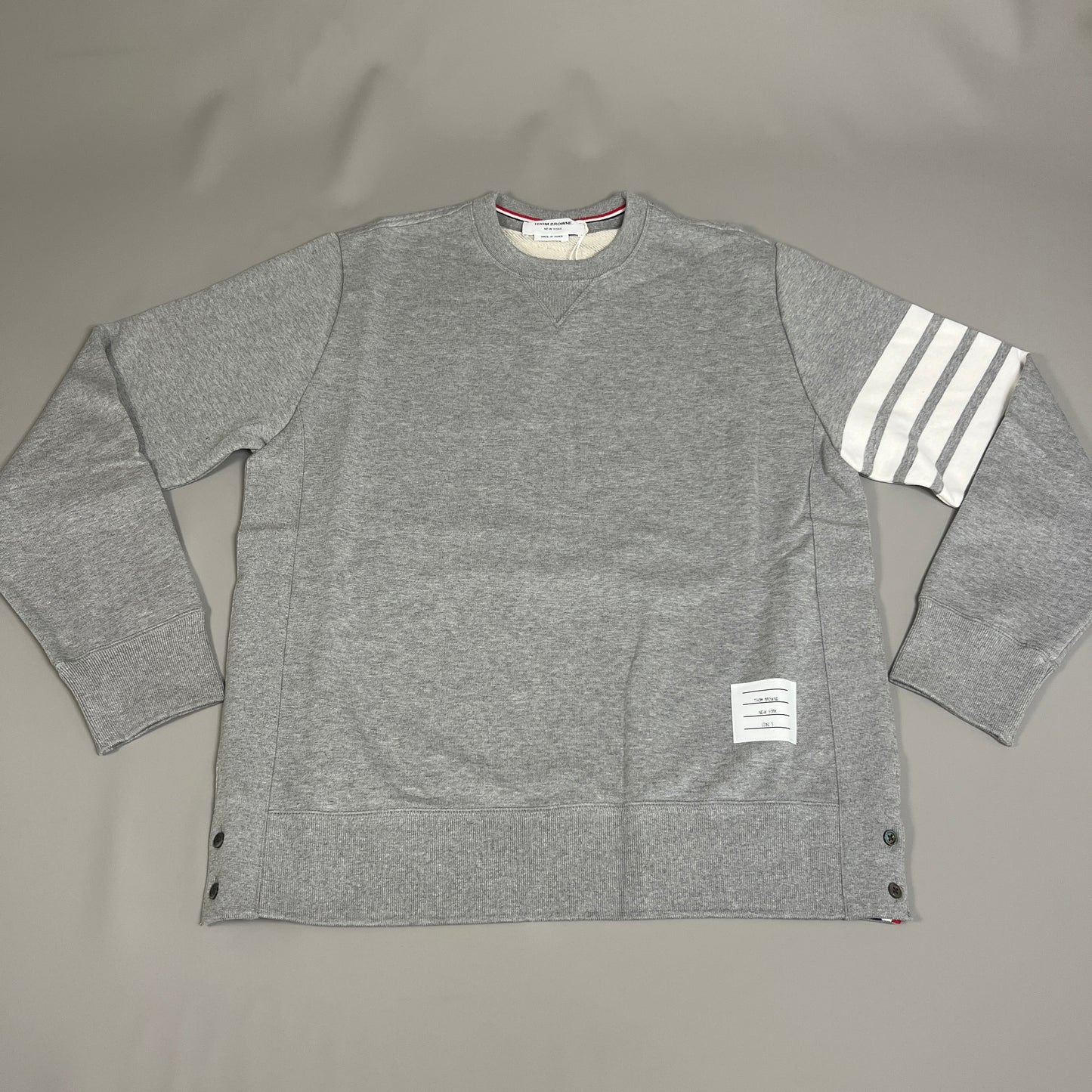 THOM BROWNE Classic Sweatshirt w/Engineered 4 Bar Sleeve in Classic Loop Back Size 5 (New)