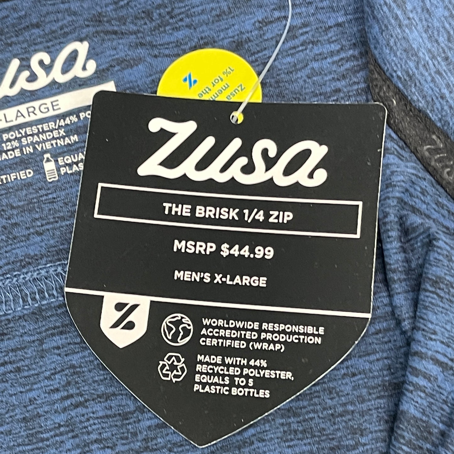 ZUSA Pull Over Shirt Long Sleeve Brisk Quarter Zip Men's Sz XL Navy Heather (New)