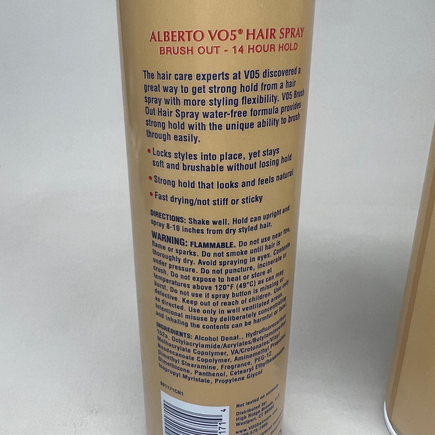 ALBERTO Vo5 Hair Spray Brush Out 3-PACK! Crystal Clear 14 Hour Hold 8.5 oz (New)