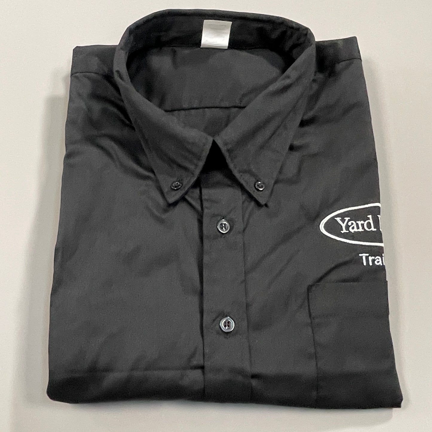YARD HOUSE Employee "Trainer" Button Up Collared Shirt Men's Sz L Black (New)