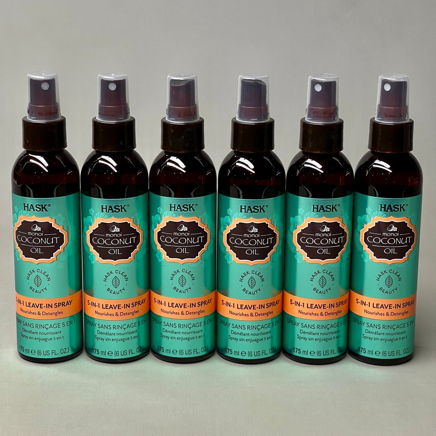 ZA@ HASK Coconut Oil 5 in 1 Leave in Condition Spray  6-PACK 6 oz 30228A(NEW)
