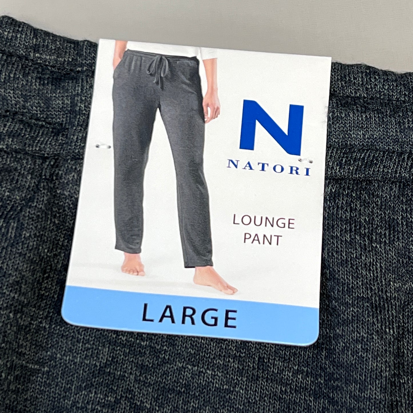 NATORI Soft Stretch Knit Lounge Pant Ankle Length Women's Sz L Heather Black NC7208Y (New)
