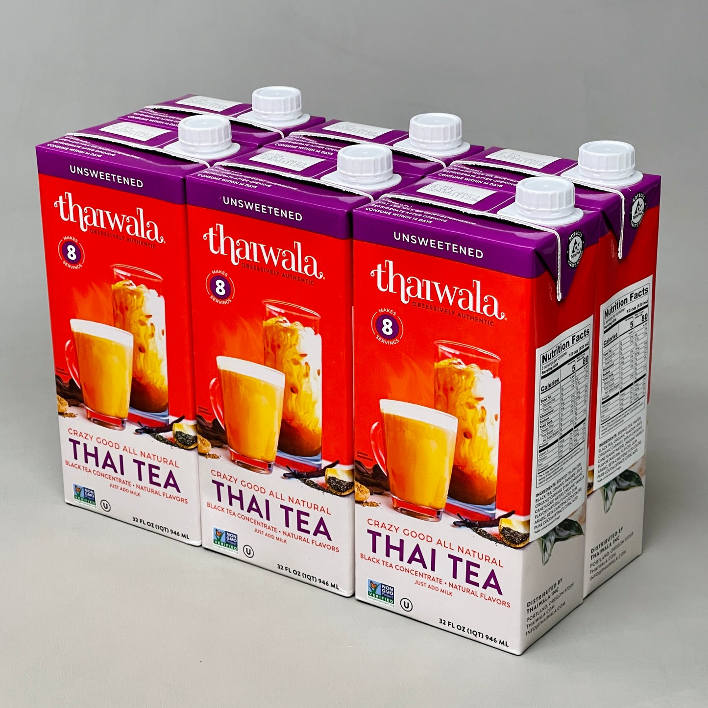 THAIWALA 6 Pack Of All Natural Thai Tea Black Tea Concentrate 32 FL OZ 10/23