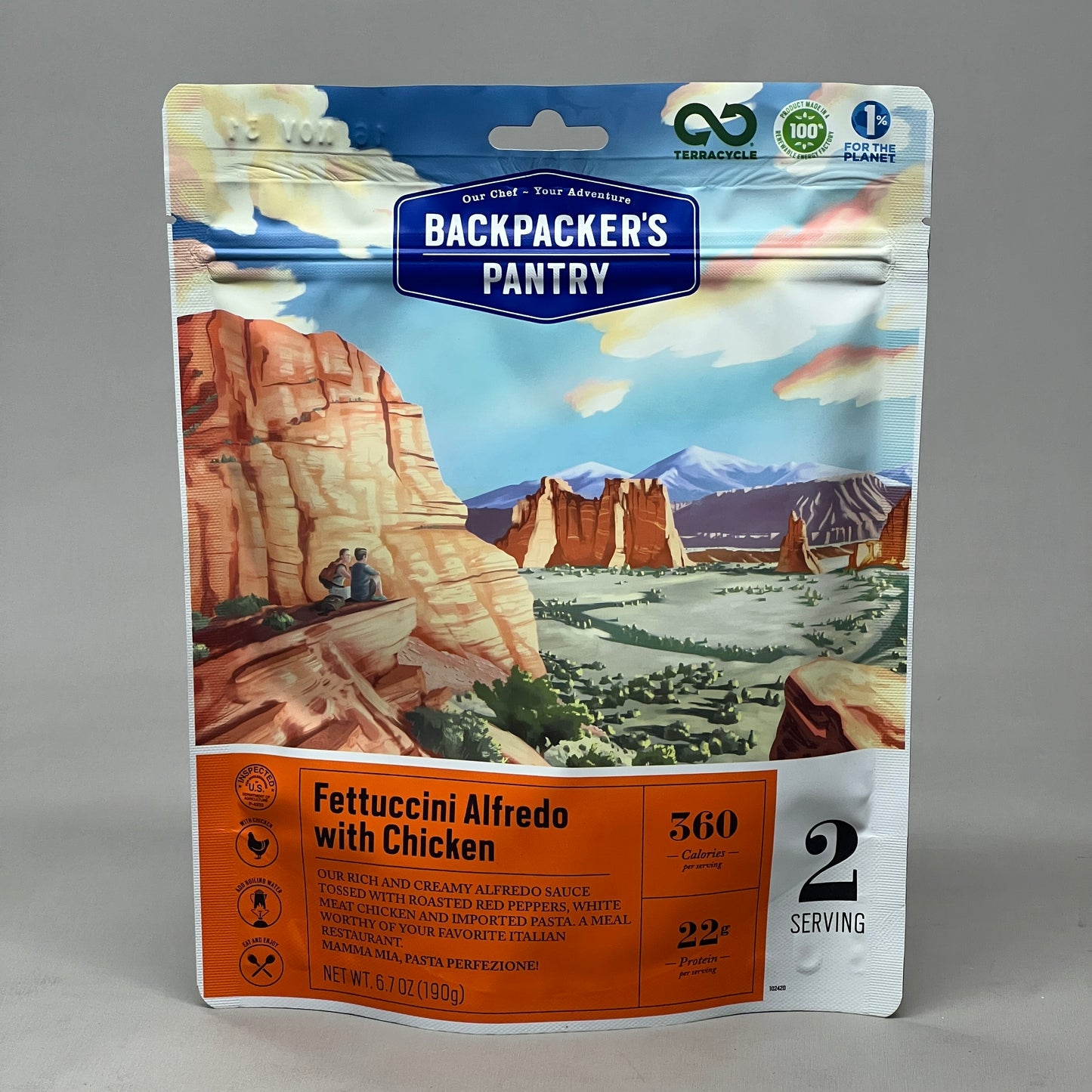 BACKPACKER’S PANTRY Freeze Dried Fettuccini Alfredo w/ Chicken 2-PACK! 6.7 oz (New)