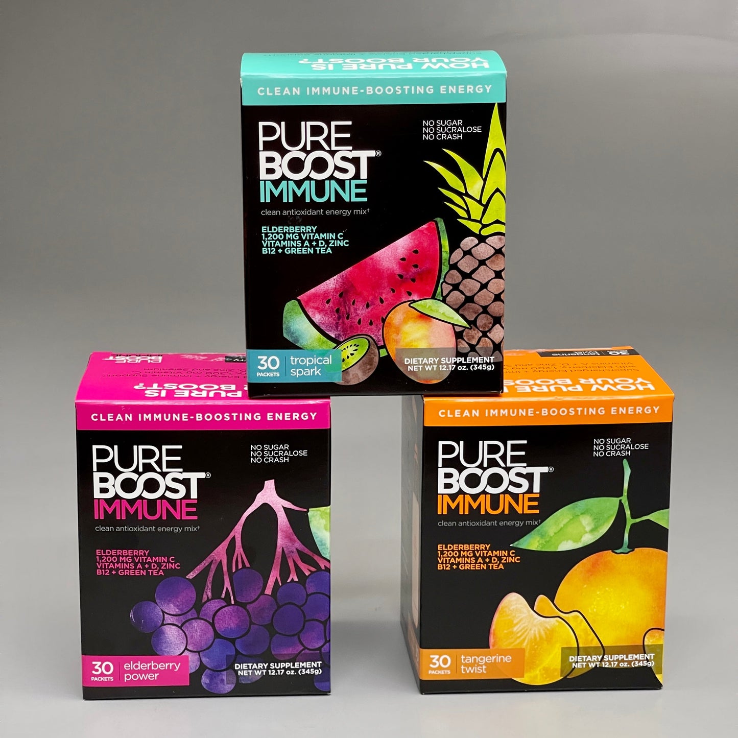 ZA@ PUREBOOST IMMUNE 3-PACK of Clean Antioxidant Boosting Energy Mix (New) A