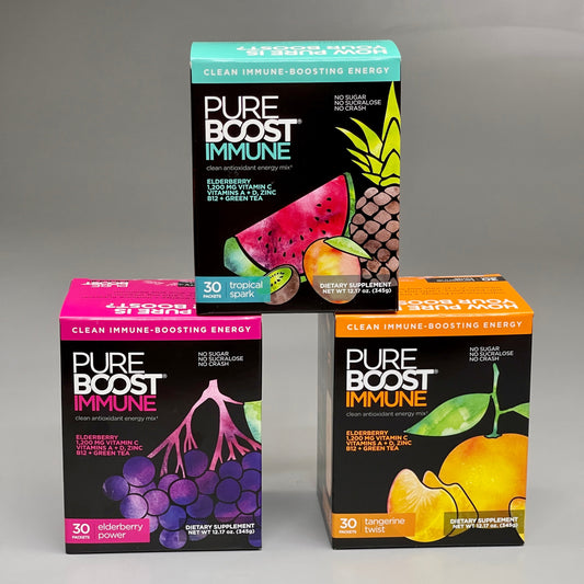 ZA@ PUREBOOST IMMUNE 3-PACK of Clean Antioxidant Boosting Energy Mix (New) A