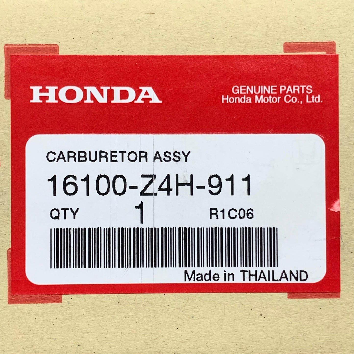 HONDA Carburetor Assy. 16100-Z4H-911 (New)