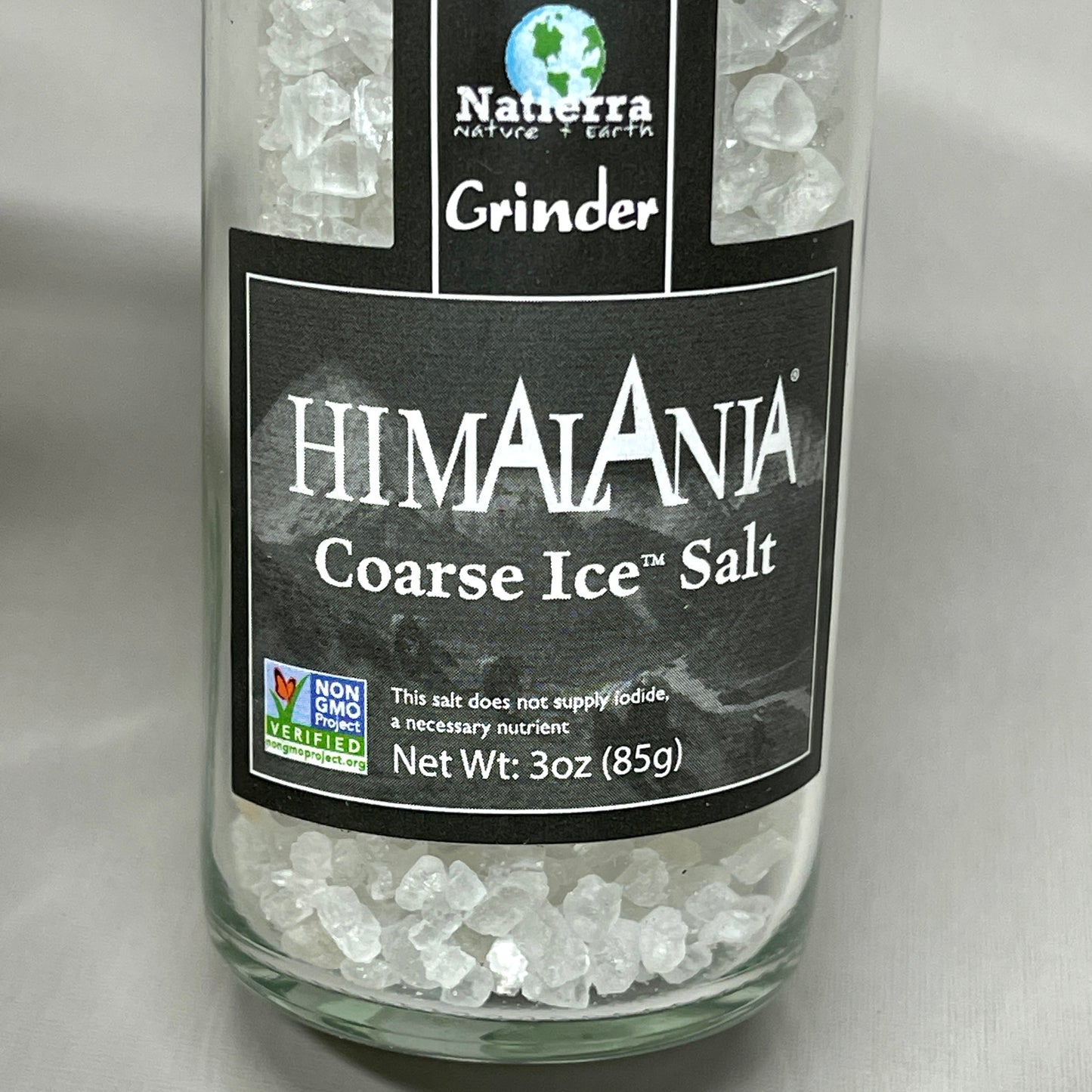 NATIERRA Nature & Earth Himalania Coarse Ice Salt 3 oz Glass Grinder /2 pack (New)