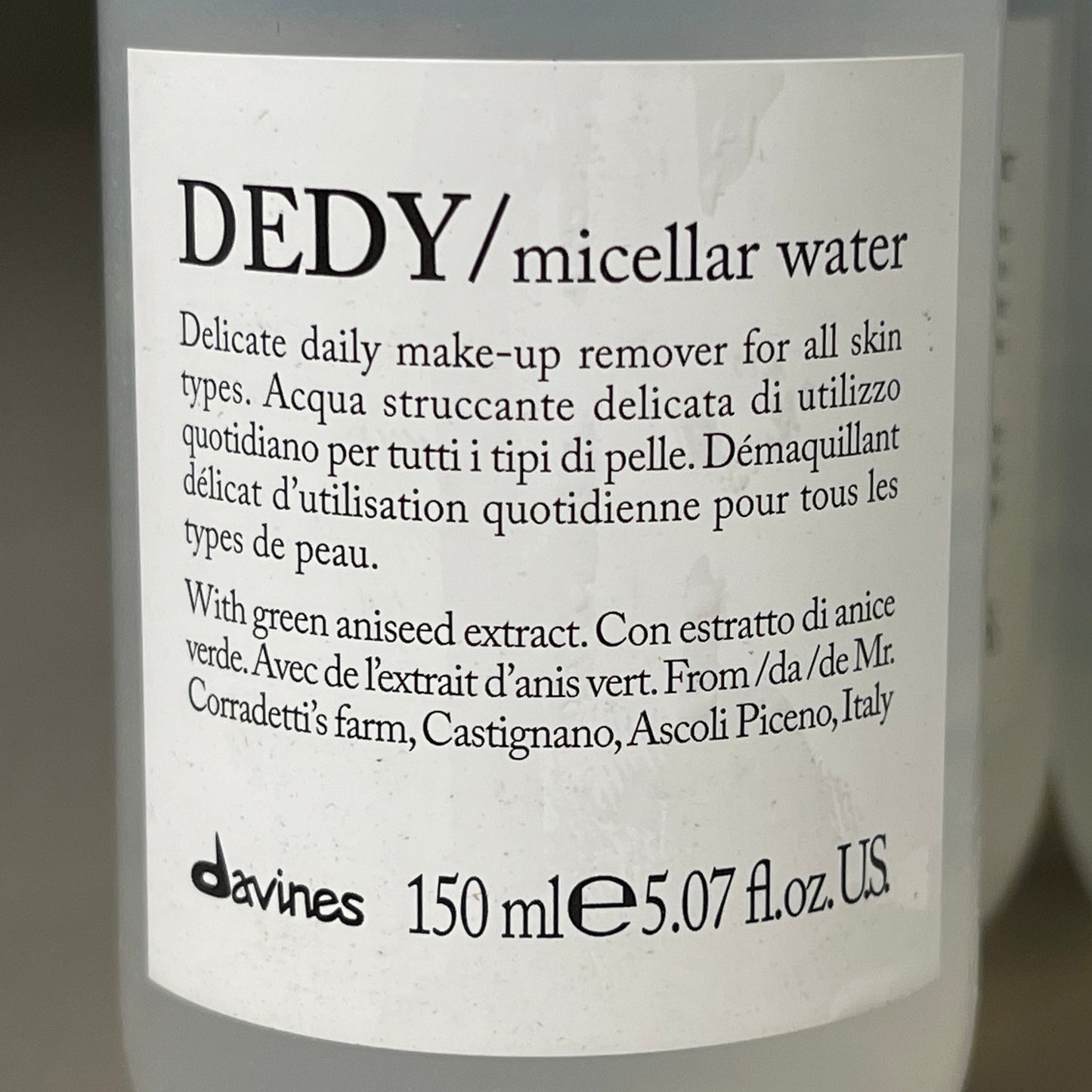 DAVINES Dedy Micellar Water 5.07 fl oz/150ml 75573 (New)